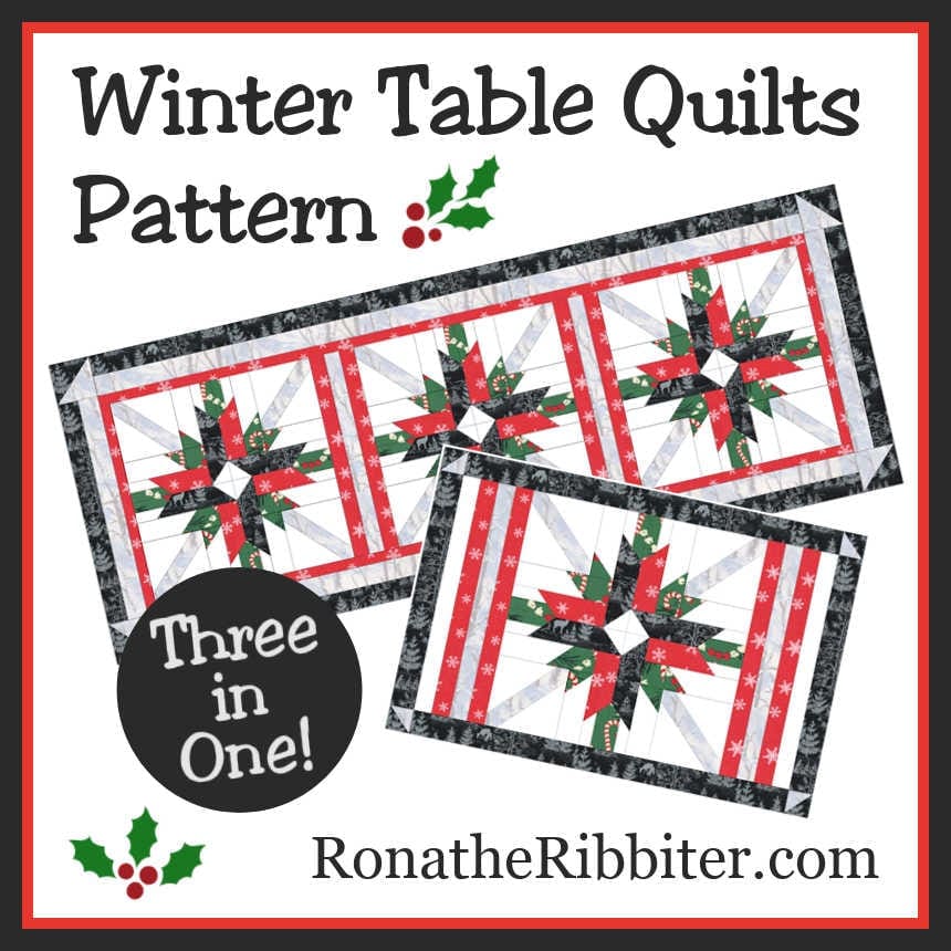 Winter Table Runner quilt pattern Rona the Ribbiter